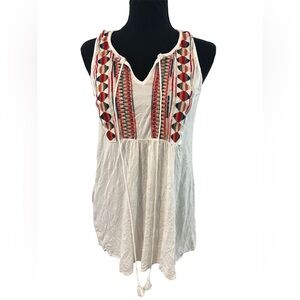 POL Cream Embroidered Boho Sleeveless Tank, Size S, NWOT